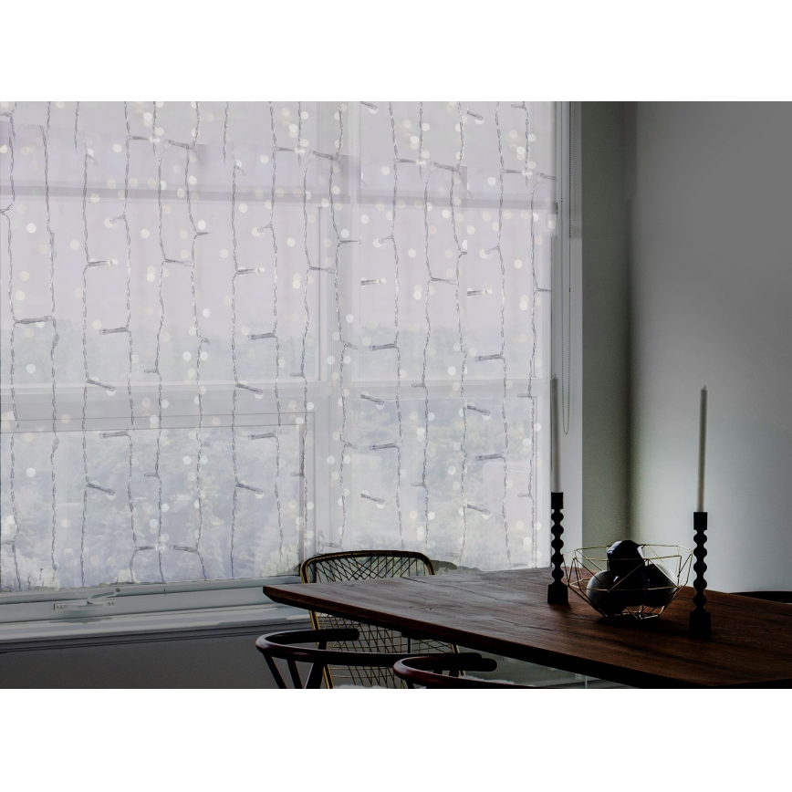 LED āra aizkaru virtene CURTAIN 480xLED/8,4W/230V 3x3 m IP44 auksti balta