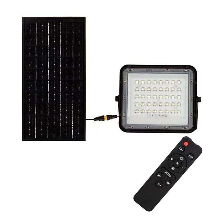 LED Āra aptumšojama saules enerģijas Prožektors LED/10W/3,2V IP65 4000K 6000 mAh melna + tālvadības pults