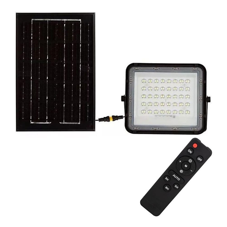 LED Āra aptumšojama saules enerģijas Prožektors LED/6W/3,2V IP65 6400K 5000 mAh melna + tālvadības pults