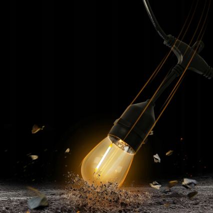 LED āra dekoratīvā virtene 10xE27/1W/230V 6,44 m IP44 melna