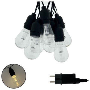 LED āra dekoratīvā virtene 10xLED/0,15W/230V 3,8 m IP44 melna