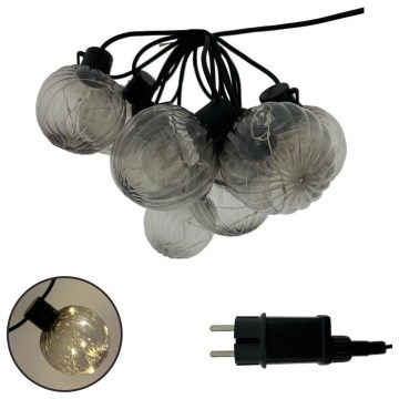LED Āra dekoratīvā virtene 10xLED/0,15W/230V 6,8 m IP44 melna/dūmaina