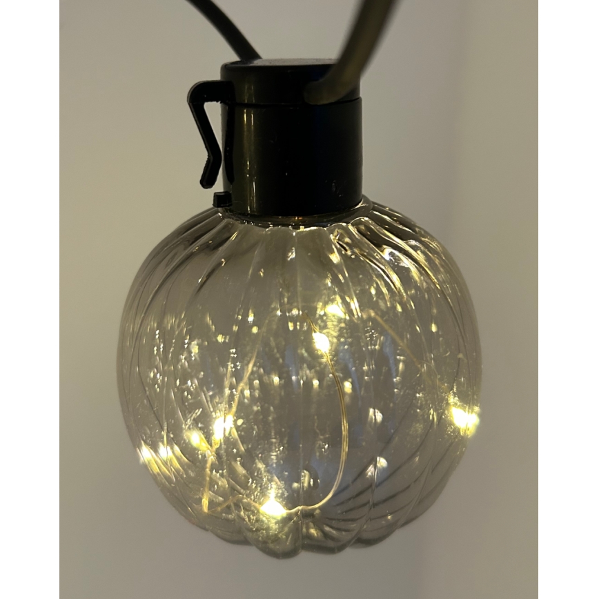 LED Āra dekoratīvā virtene 10xLED/0,15W/230V 6,8 m IP44 melna/dūmaina