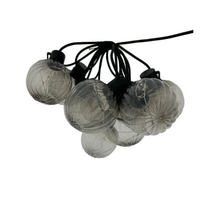 LED Āra dekoratīvā virtene 10xLED/0,15W/230V 6,8 m IP44 melna/dūmaina