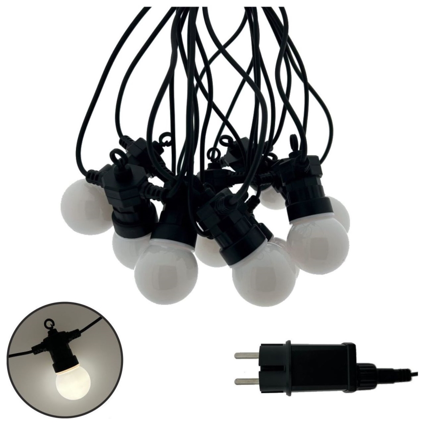 LED āra dekoratīvā virtene 10xLED/0,36W/230V 4,5 m IP44 melna