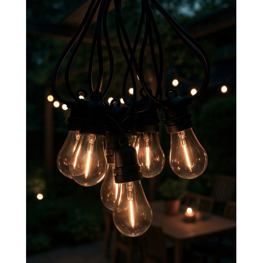 LED āra dekoratīvā virtene 10xLED/0,36W/230V 8 m IP44 melna