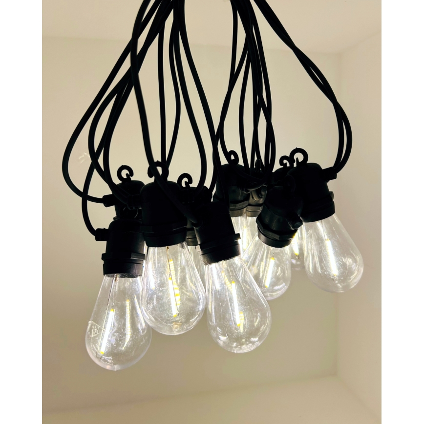 LED āra dekoratīvā virtene 10xLED/0,36W/230V 8 m IP44 melna