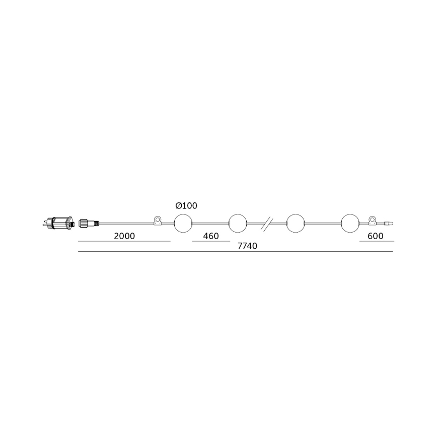 LED Āra dekoratīva virtene 10xLED/0,8W/230V IP67 2500K 7,7 m