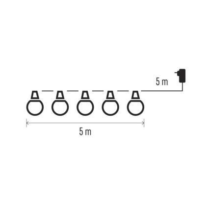 LED Āra dekoratīva virtene 10xLED/10m IP44 caurspīdīga