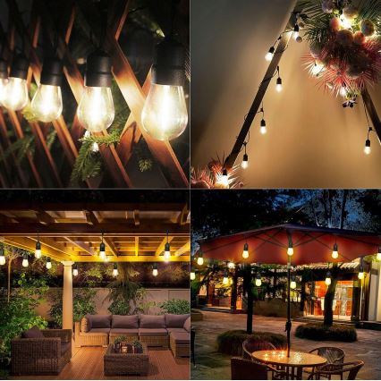 LED āra dekoratīvā virtene 15xE27/1W/230V 15,94 m IP44 melna