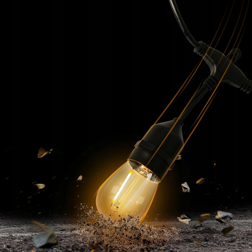 LED āra dekoratīvā virtene 15xE27/1W/230V 15,94 m IP44 melna