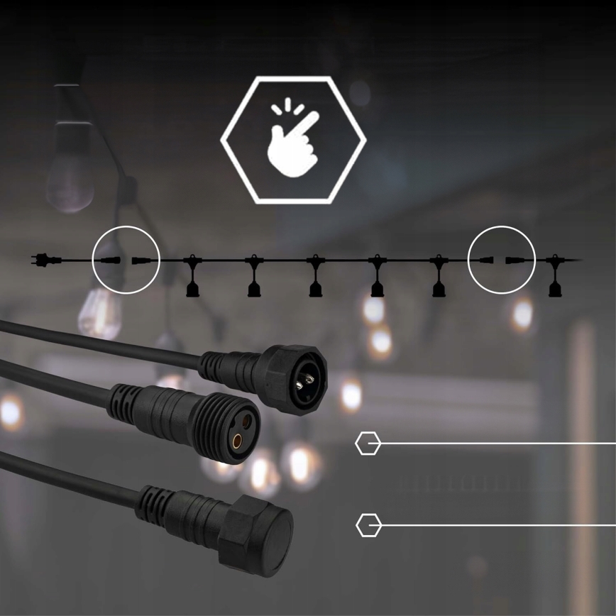 LED āra dekoratīvā virtene 15xE27/1W/230V 15,94 m IP44 melna