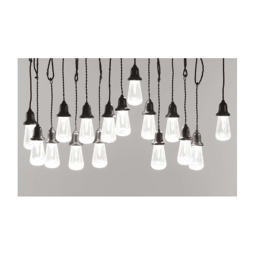 LED Āra dekoratīva virtene 16xLED 8,6m IP44 vēsi balta