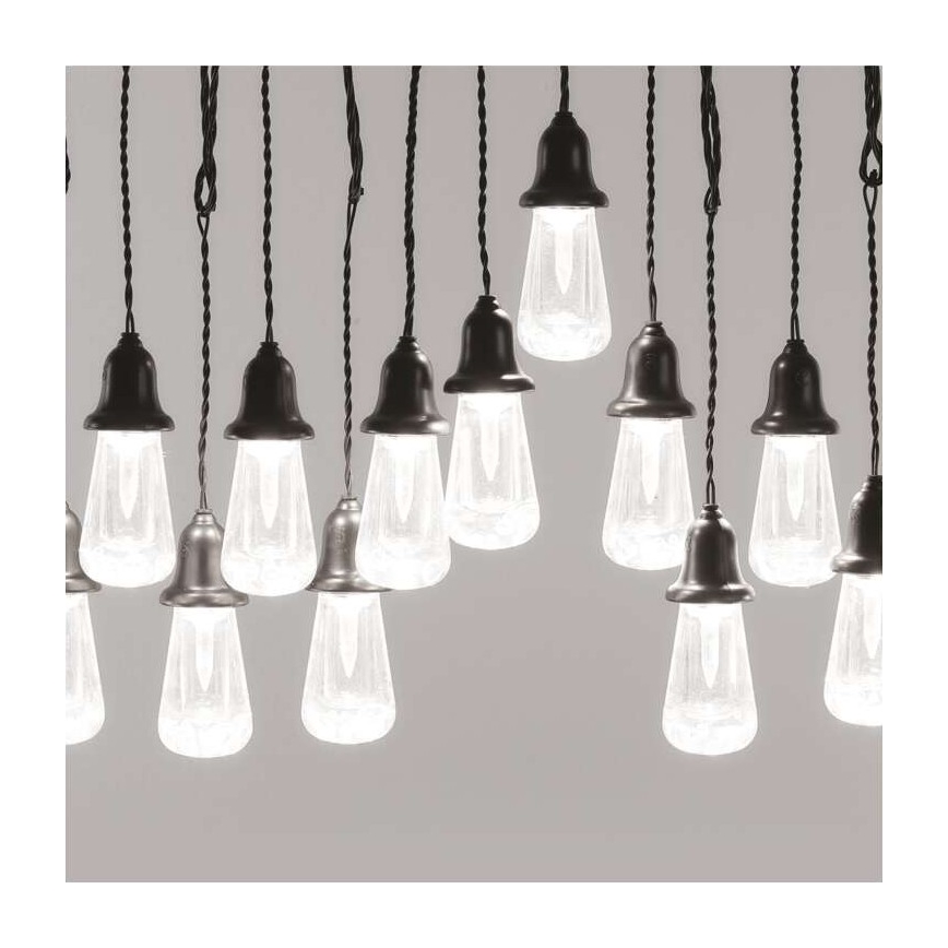 LED Āra dekoratīva virtene 16xLED 8,6m IP44 vēsi balta