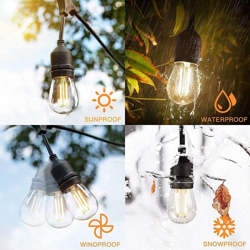 LED Āra dekoratīva virtene 20xE27/1W/230V 10 m IP65 melna