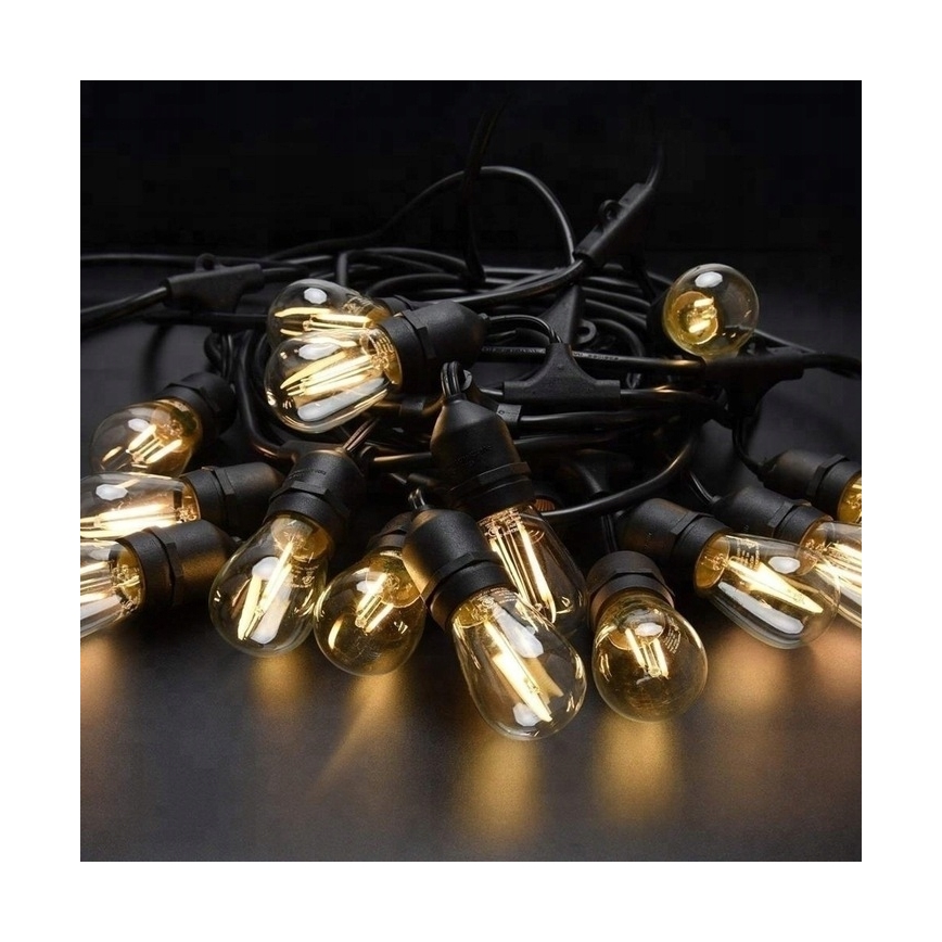 LED āra dekoratīvā virtene 20xE27/1W/230V, 20,94 m, IP44, melna