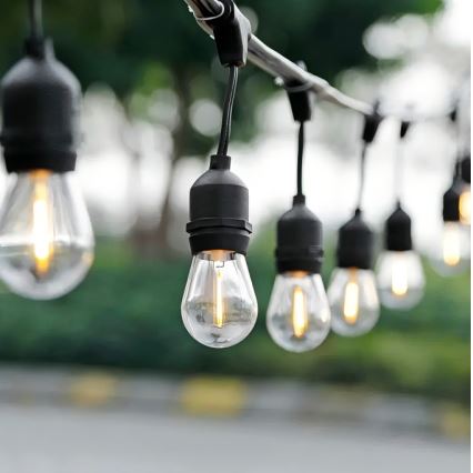 LED Āra dekoratīva virtene 20xE27/1W/230V 20 m IP65 melna