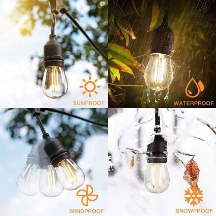 LED Āra dekoratīva virtene 20xE27/1W/230V 20 m IP65 melna