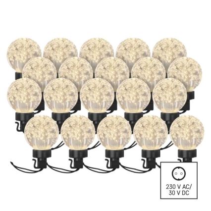 LED Āra dekoratīva virtene 20xLED/12,6m IP44 silti balta