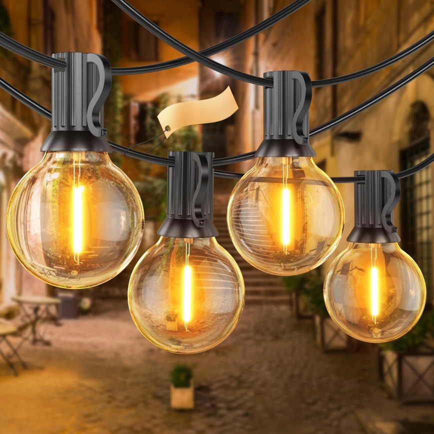 LED āra dekoratīvā virtene 25xE12/1W/230V 17,5 m IP65 melna