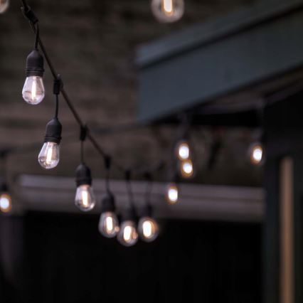 LED āra dekoratīvā virtene 30xE27/1W/230V 16,44 m IP44 melna