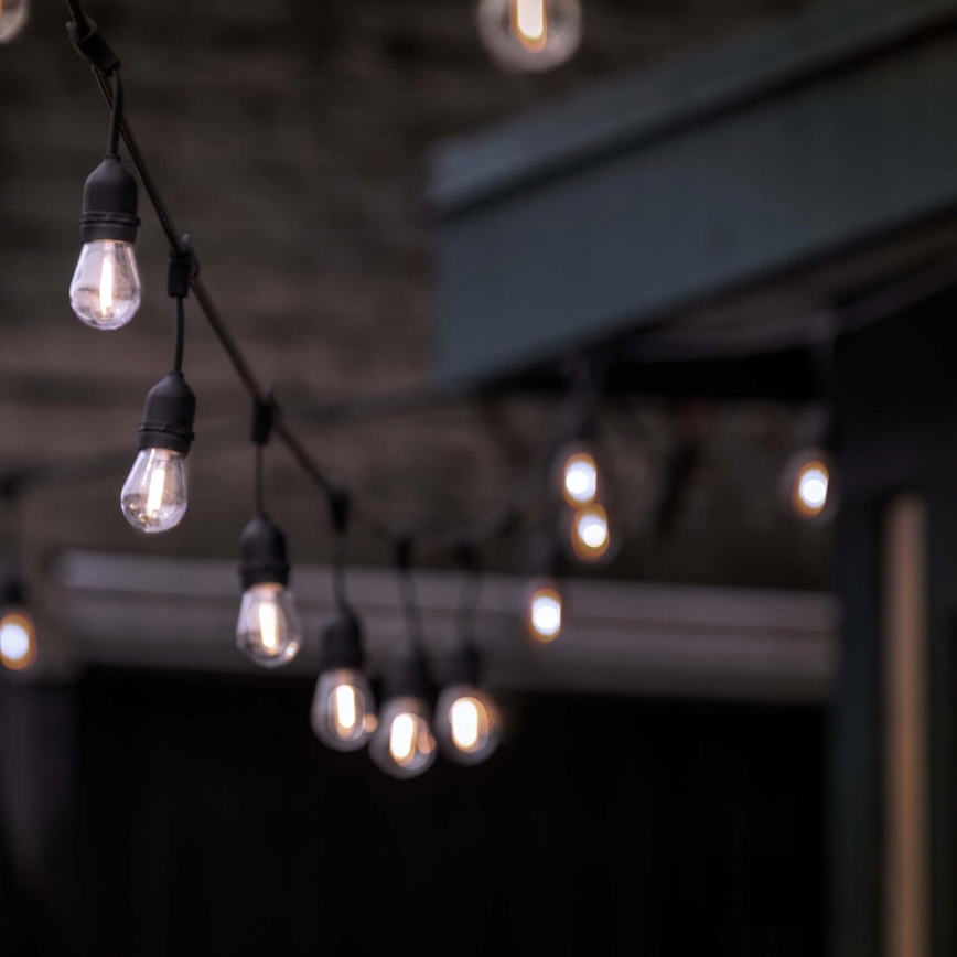 LED āra dekoratīvā virtene 30xE27/1W/230V 16,44 m IP44 melna