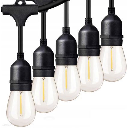 LED āra dekoratīvā virtene 30xE27/1W/230V 16,44 m IP44 melna