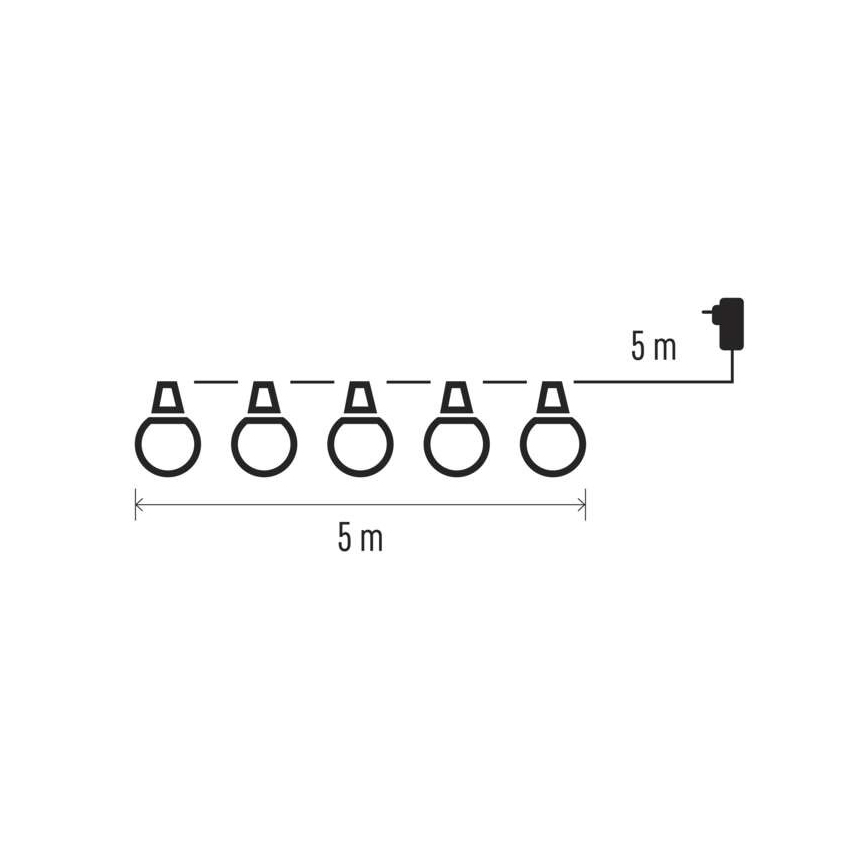 LED Āra dekoratīva virtene 50xLED/10m IP44 caurspīdīga