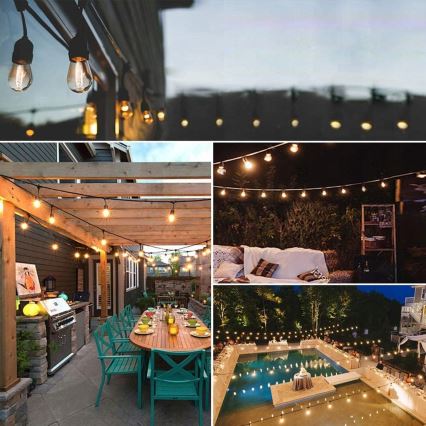 LED āra dekoratīvā virtene 5xE27/1W/230V 5,94 m IP44 melna