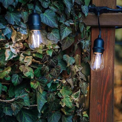 LED āra dekoratīvā virtene 5xE27/1W/230V 5,94 m IP44 melna