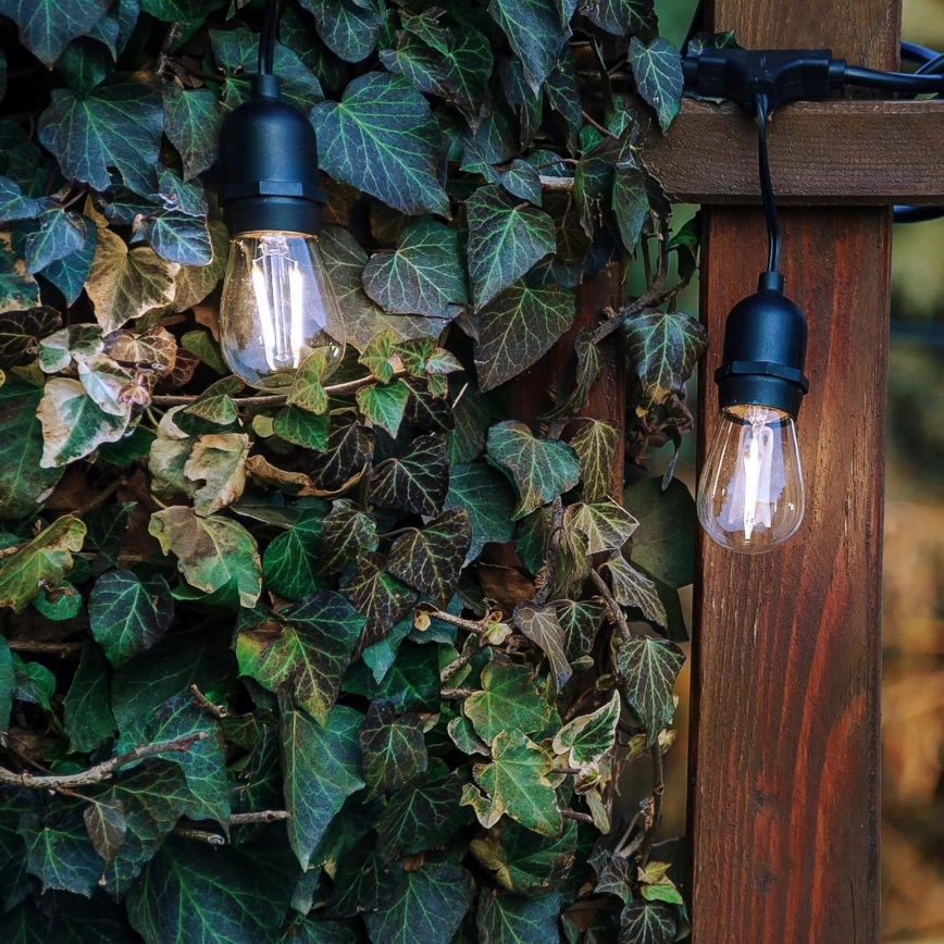 LED āra dekoratīvā virtene 5xE27/1W/230V 5,94 m IP44 melna