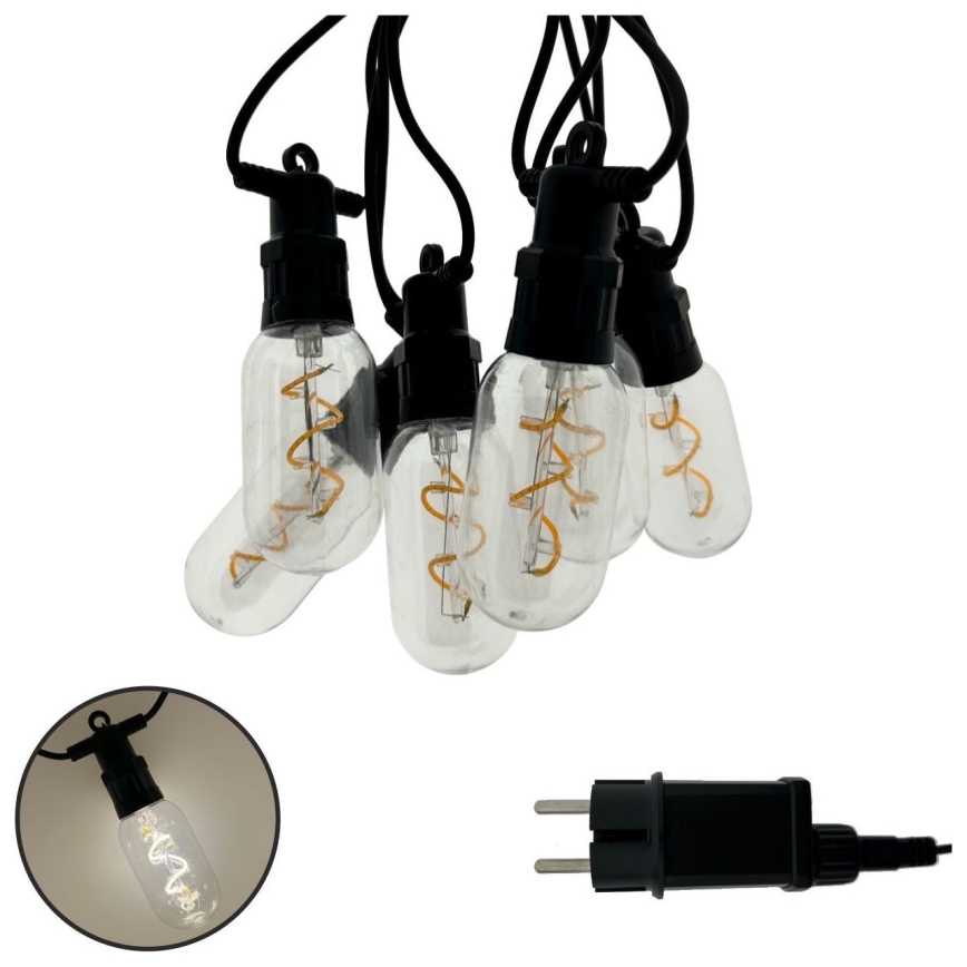 LED āra dekoratīvā virtene 6xLED/0,6W/230V 4,5 m IP44 melna