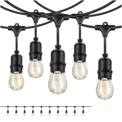 LED Āra dekoratīva virtene BAJA ST64 10xE27/1W/230V 10,9m IP44 silti balta