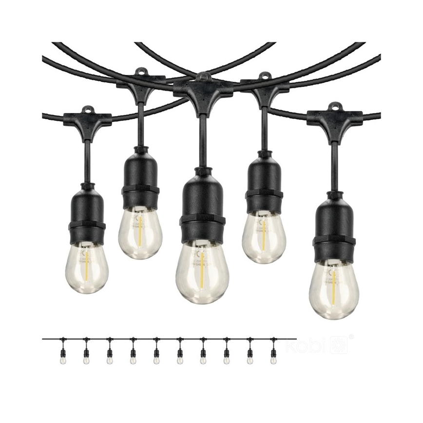 LED Āra dekoratīva virtene BAJA ST64 10xE27/1W/230V 10,9m IP44 silti balta