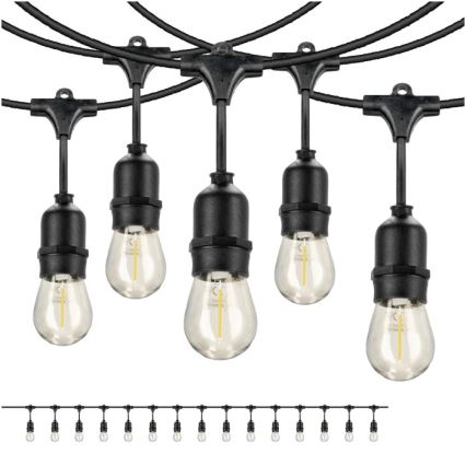 LED Āra dekoratīva virtene BAJA ST64 15xE27/1W/230V 15,9m IP44 silti balta