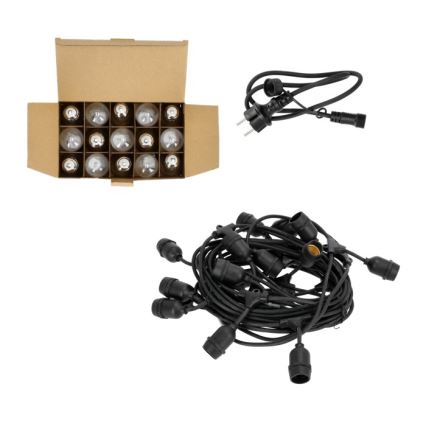 LED Āra dekoratīva virtene BAJA ST64 15xE27/1W/230V 15,9m IP44 silti balta