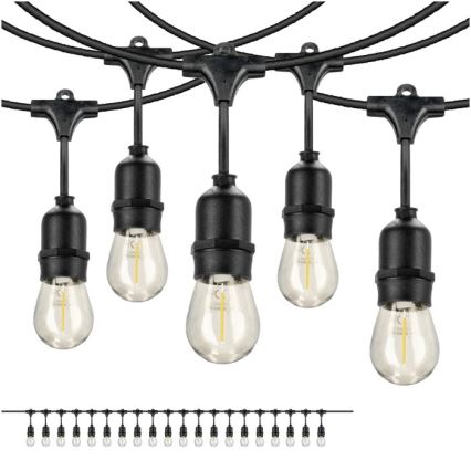 LED Āra dekoratīva virtene BAJA ST64 20xE27/1W/230V 10,9m IP44 silti balta