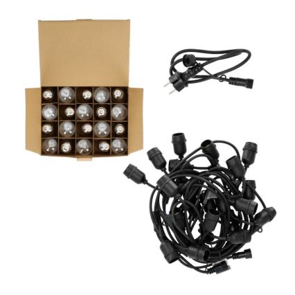 LED Āra dekoratīva virtene BAJA ST64 20xE27/1W/230V 10,9m IP44 silti balta