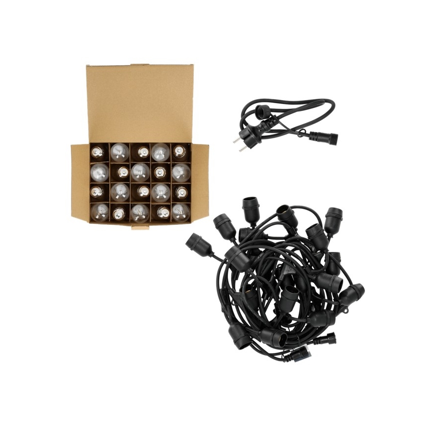 LED Āra dekoratīva virtene BAJA ST64 20xE27/1W/230V 10,9m IP44 silti balta