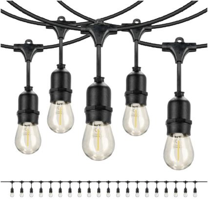 LED Āra dekoratīva virtene BAJA ST64 20xE27/1W/230V 20,9m IP44 silti balta