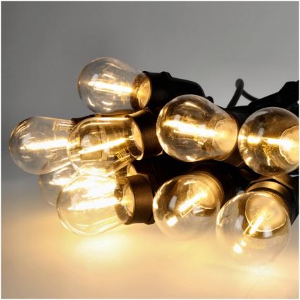 LED Āra dekoratīva virtene BAJA ST64 20xE27/1W/230V 20,9m IP44 silti balta