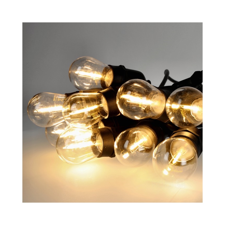 LED Āra dekoratīva virtene BAJA ST64 20xE27/1W/230V 20,9m IP44 silti balta