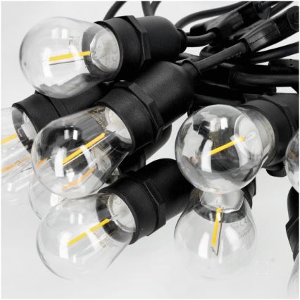 LED Āra dekoratīva virtene BAJA ST64 20xE27/1W/230V 20,9m IP44 silti balta