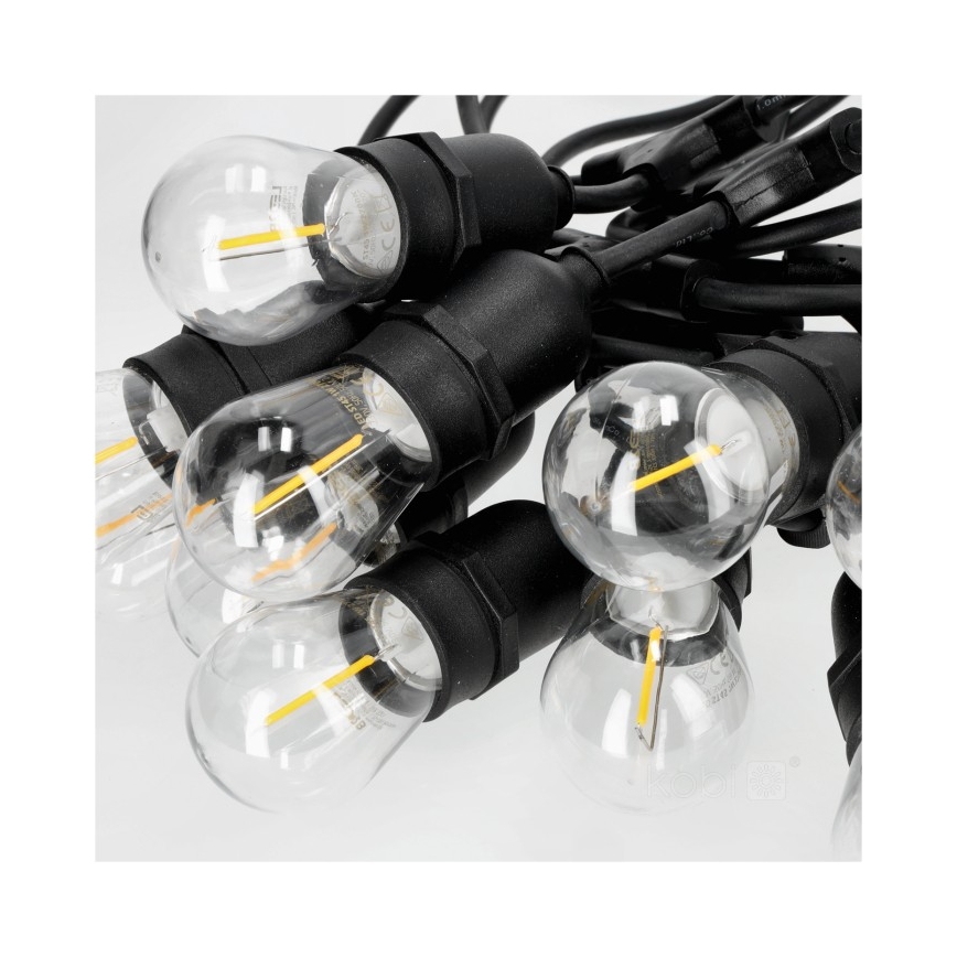 LED Āra dekoratīva virtene BAJA ST64 20xE27/1W/230V 20,9m IP44 silti balta