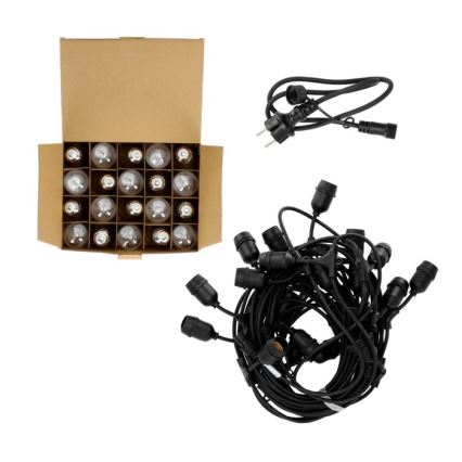 LED Āra dekoratīva virtene BAJA ST64 20xE27/1W/230V 20,9m IP44 silti balta