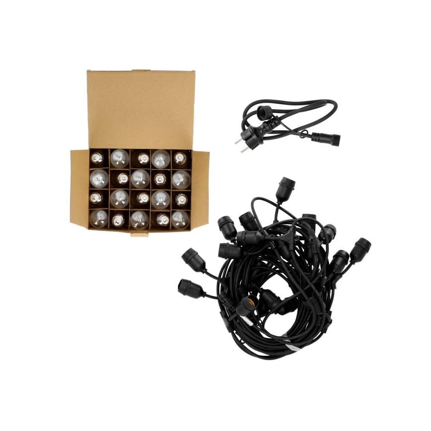 LED Āra dekoratīva virtene BAJA ST64 20xE27/1W/230V 20,9m IP44 silti balta