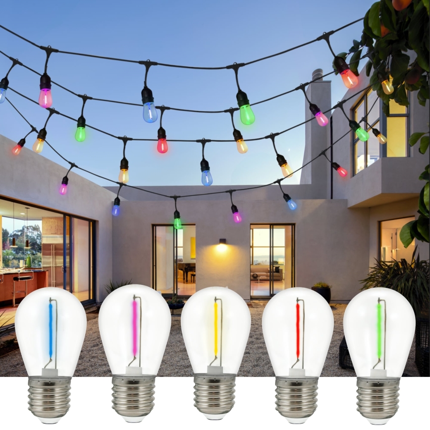 LED Āra dekoratīva virtene PARTY NEON 7,6 m 10xE27/0,6W/36V IP44