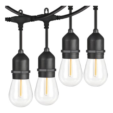 LED Āra dekoratīvais virtenis 15xE27/1W/230V 15 m IP65 melns