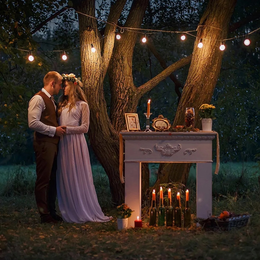 LED Āra dekoratīvais virtene 20xE27/1W/230V 20 m IP65 melns