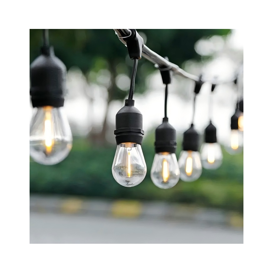 LED Āra dekoratīvais virtene 20xE27/1W/230V 20 m IP65 melns